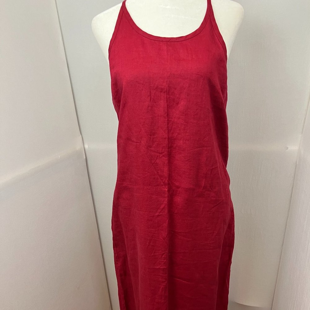 GAP 100% Linen Red Sleeveless Maxi Dress with Racerback Size M